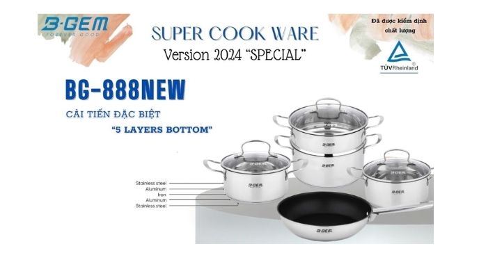 Bộ nồi inox cao cấp B-Gem BG-888New