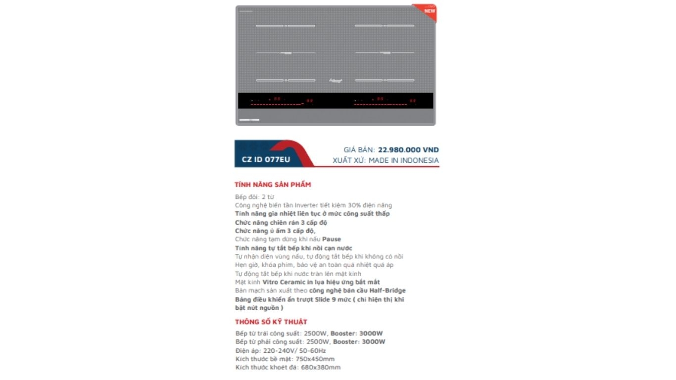 Bếp Từ Canzy CZ-ID077EU