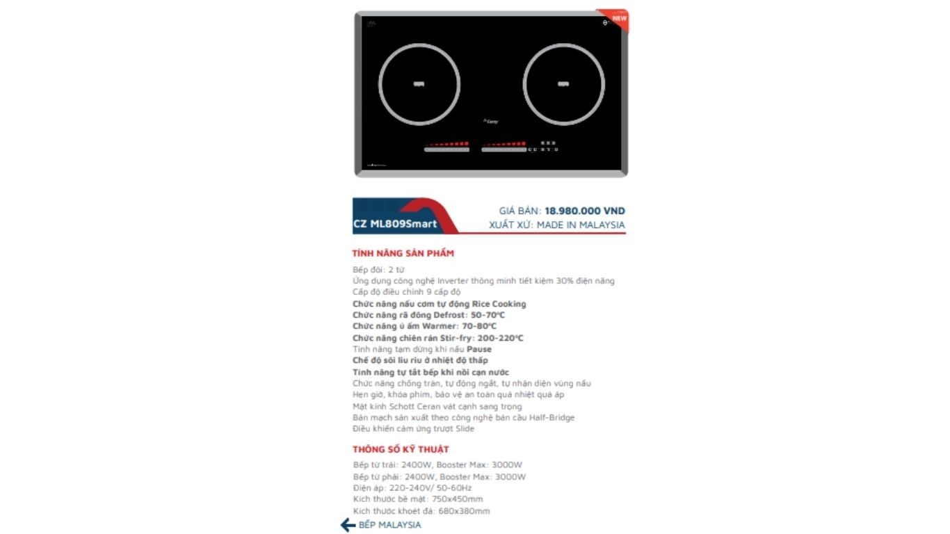 Bếp Từ Canzy CZ-ML809Smart