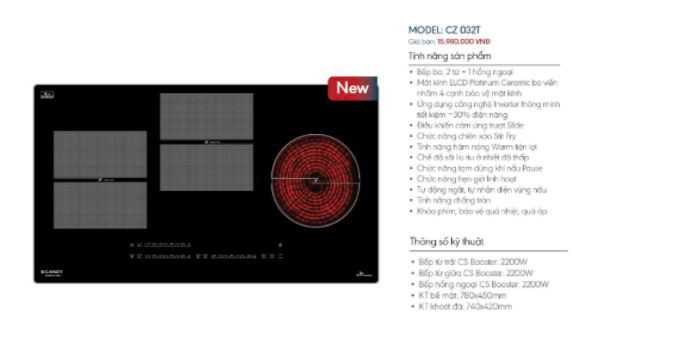 Bếp từ kết hợp hồng ngoại Canzy CZ 032T