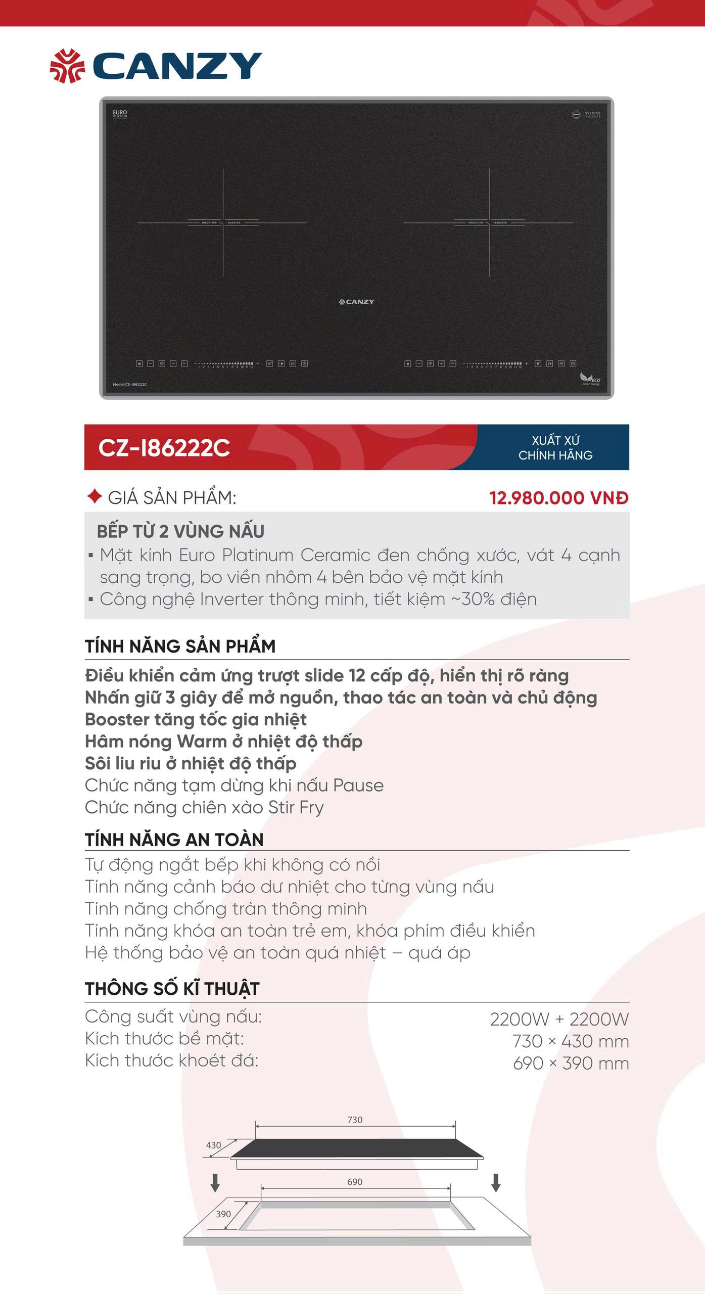 Bếp từ Canzy CZ-I86222C