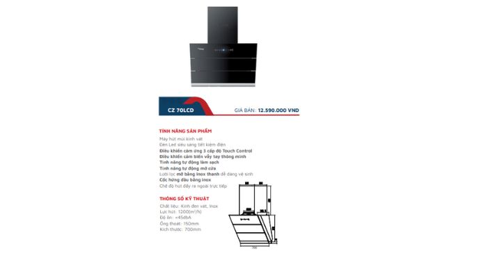 Máy Hút Mùi Canzy CZ-70LCD