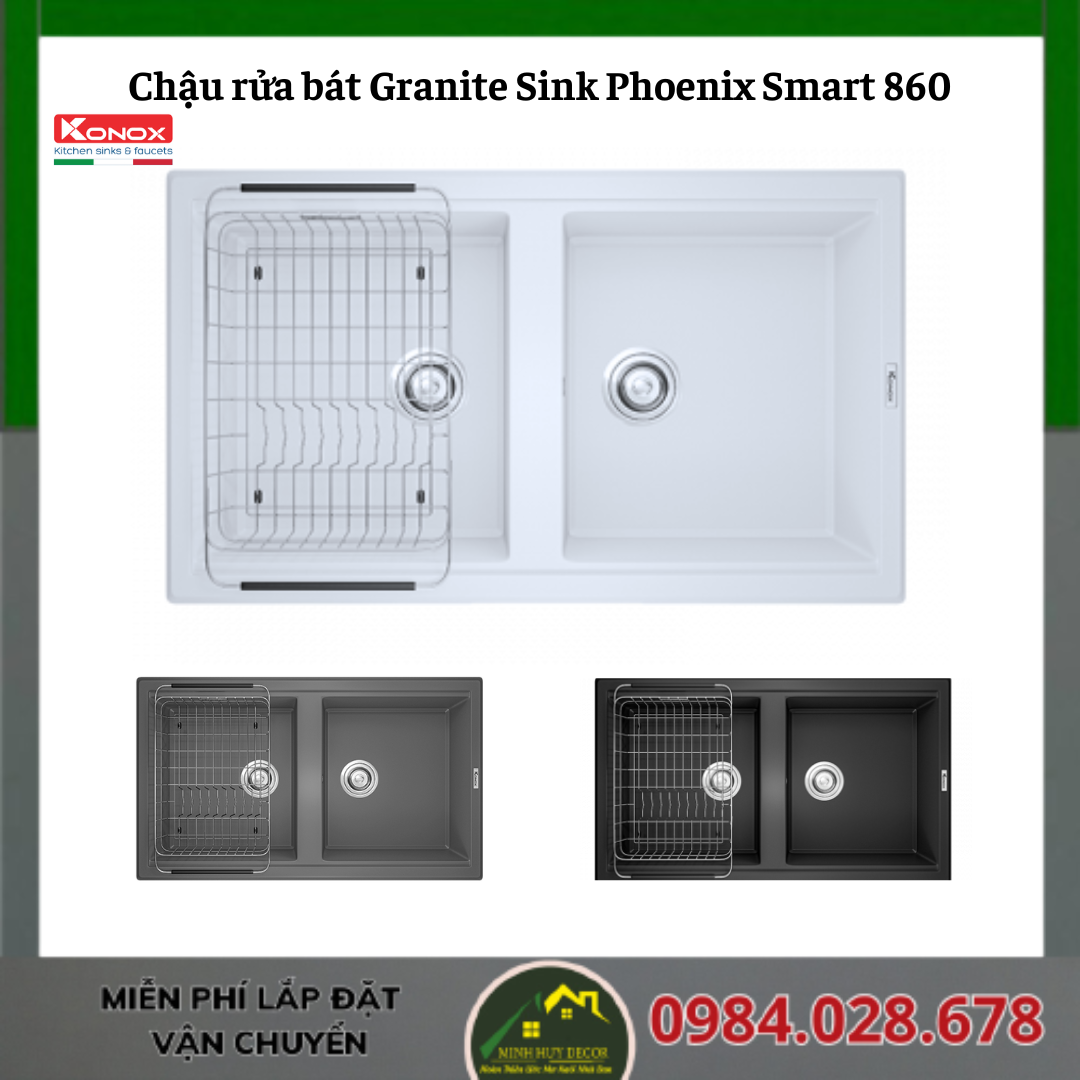 Chậu rửa bát Granite Sink Phoenix Smart 860