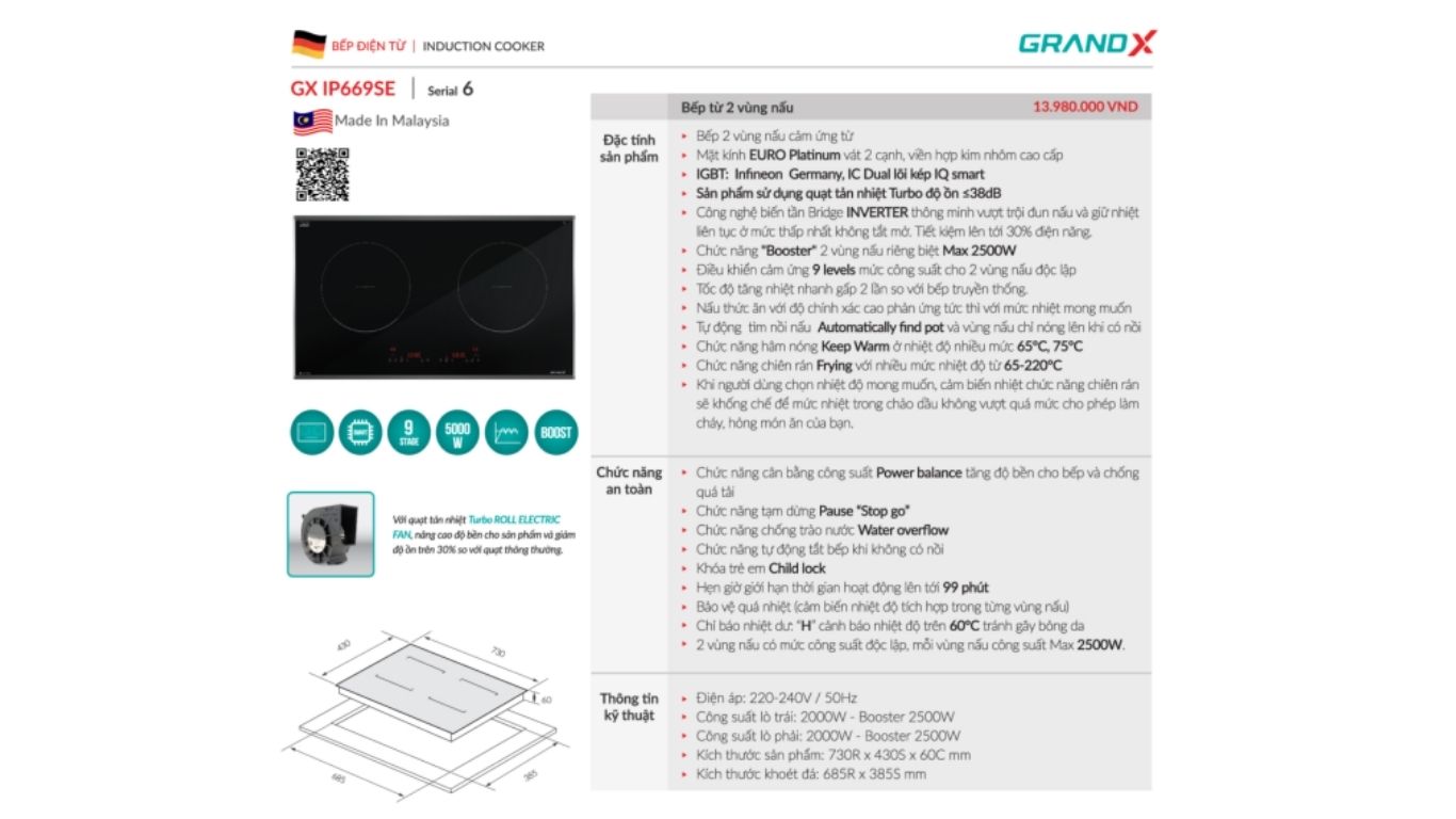 Bếp từ GrandX GX IP669SE/ serial 6