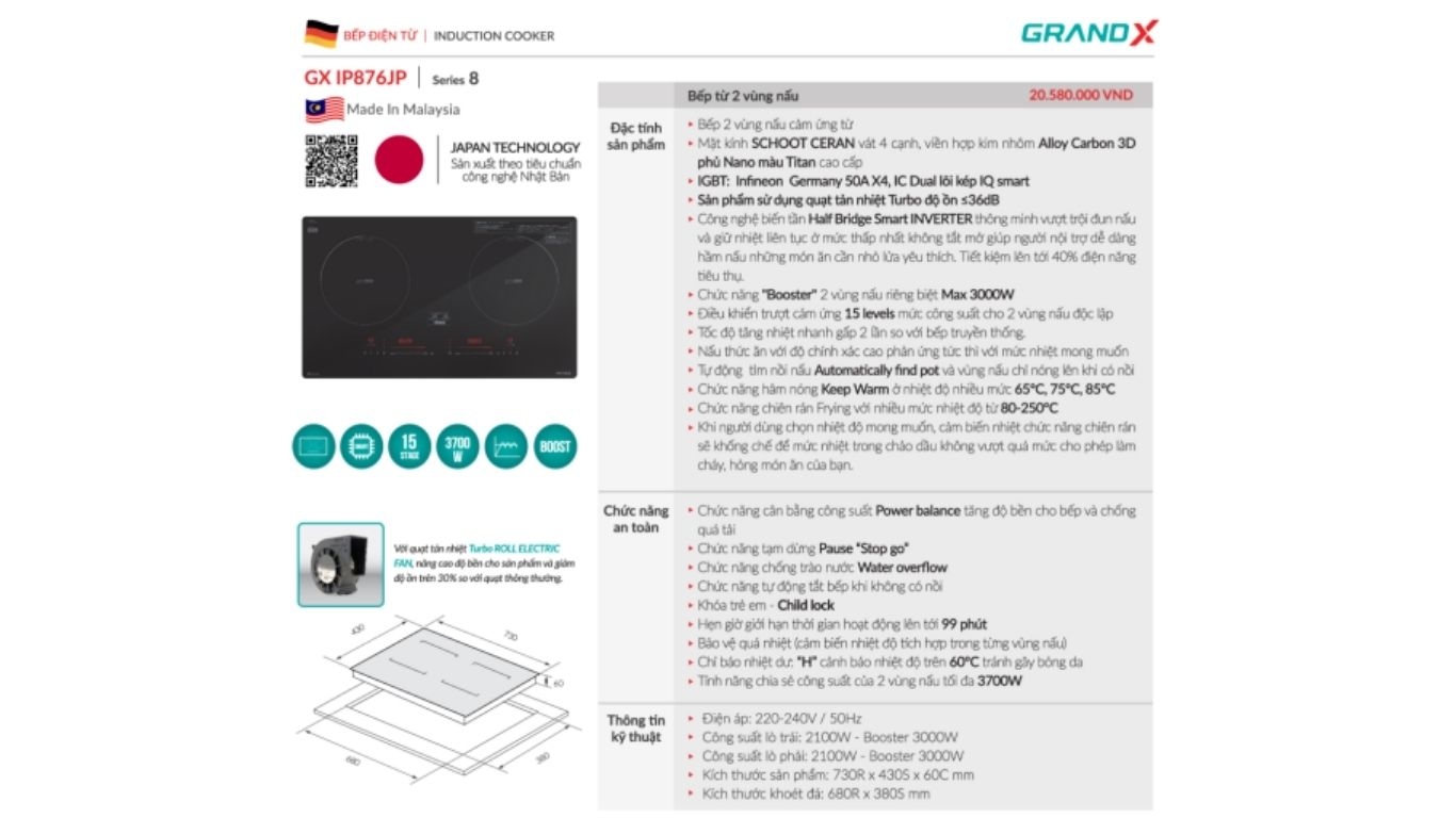 Bếp từ GrandX GX IP876JP/ serial 8