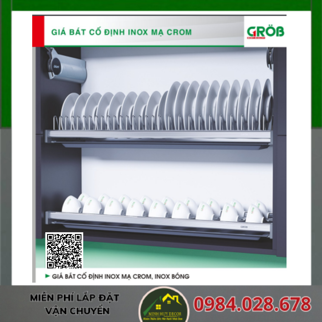 Giá Bát Cố Định, Inox Mạ Crom, Inox Bóng