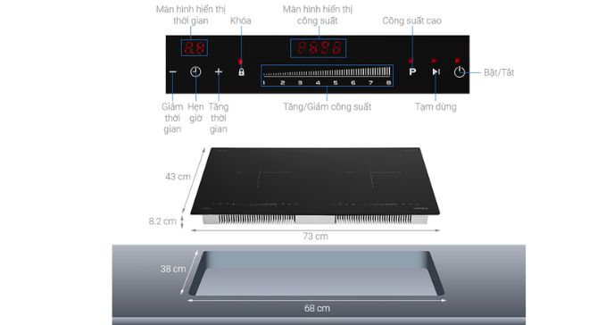 Bếp từ đôi Hafele HC I2732A 536.61.726 lắp âm