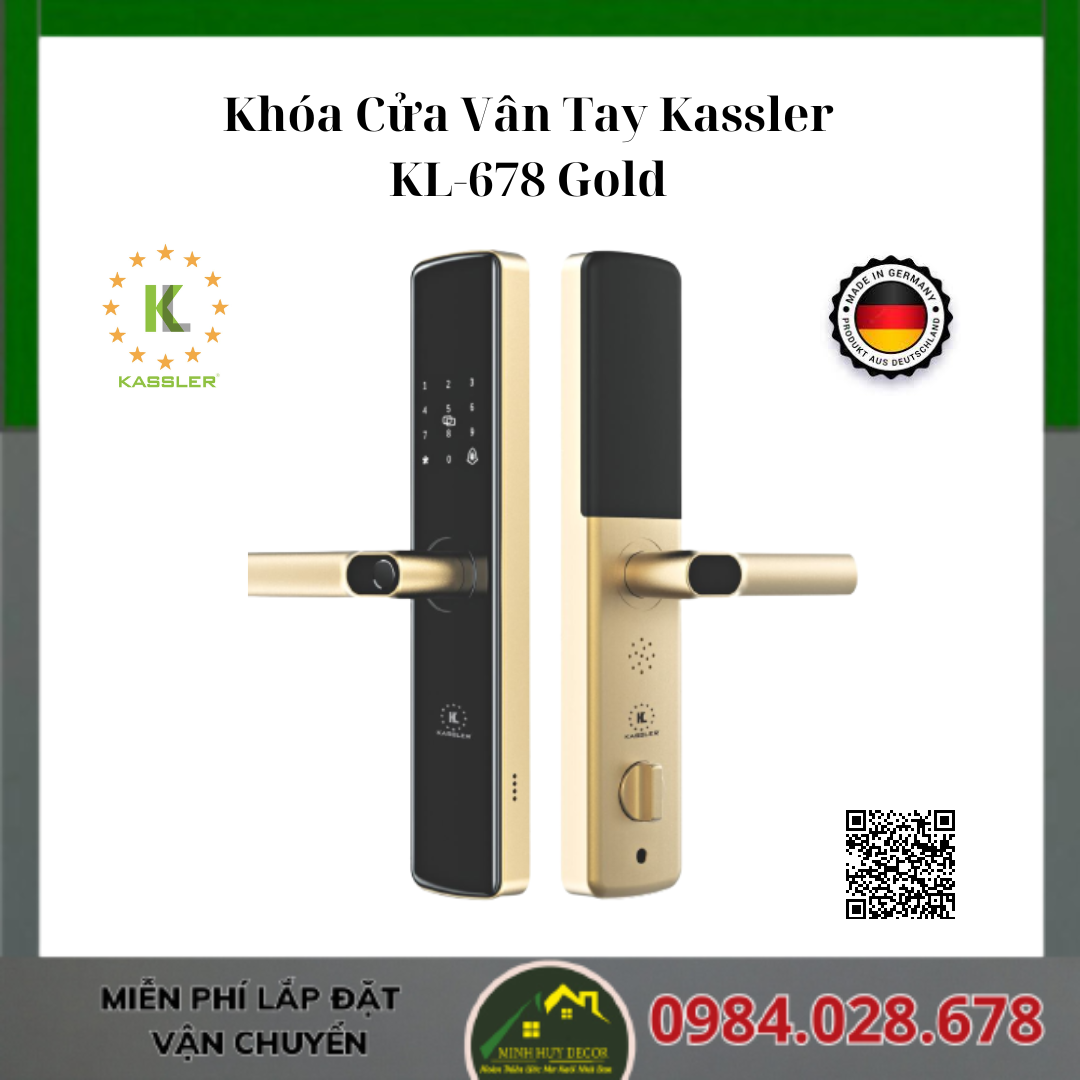 Khóa cửa vân tay Kassler KL-678 Gold App Wifi