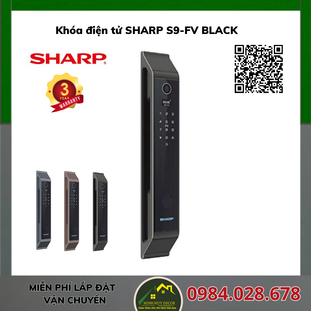 Khoá Vân Tay Thông Minh Sharp S9-V Pro Đen (Black)