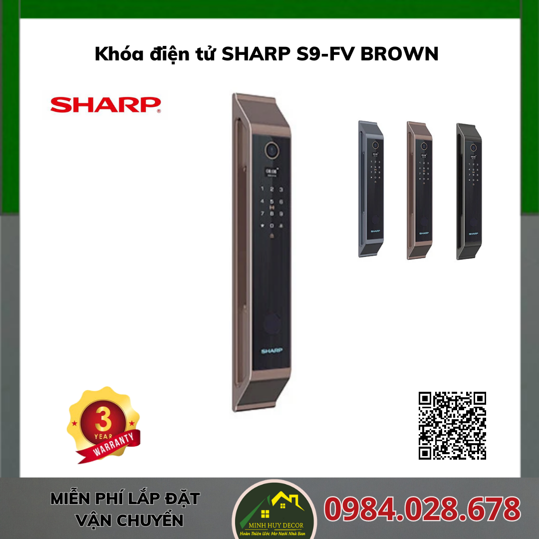 Khoá vân tay thông minh Sharp S9-FV cà phê (Brown)